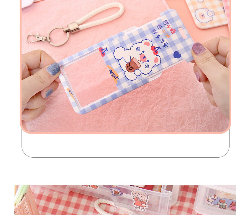 Fashion Three Little Bears Cartoon Printing Braided Hand Rope Push Card Holder,Other Creative Stationery