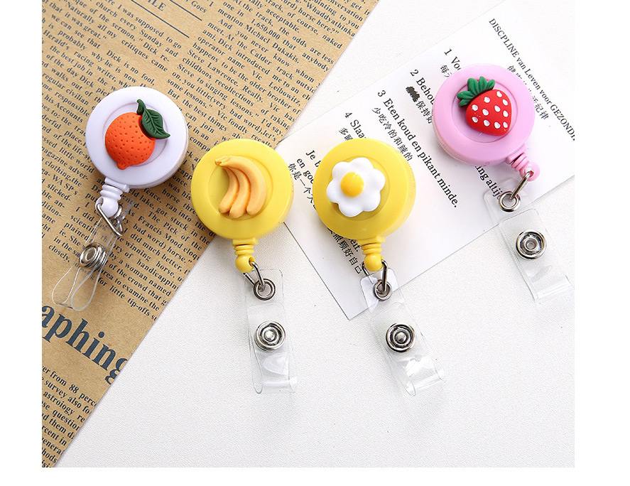 Fashion Poached Egg Resin Round Cartoon Badge Retractable Buckle,Other Creative Stationery
