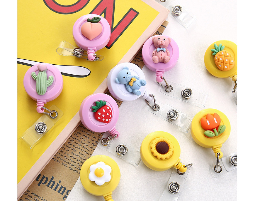 Fashion Tangerinr Resin Round Cartoon Badge Retractable Buckle,Other Creative Stationery