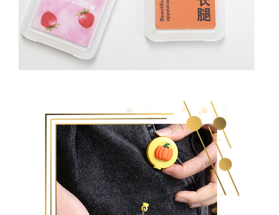 Fashion Peach Resin Round Cartoon Badge Retractable Buckle,Other Creative Stationery