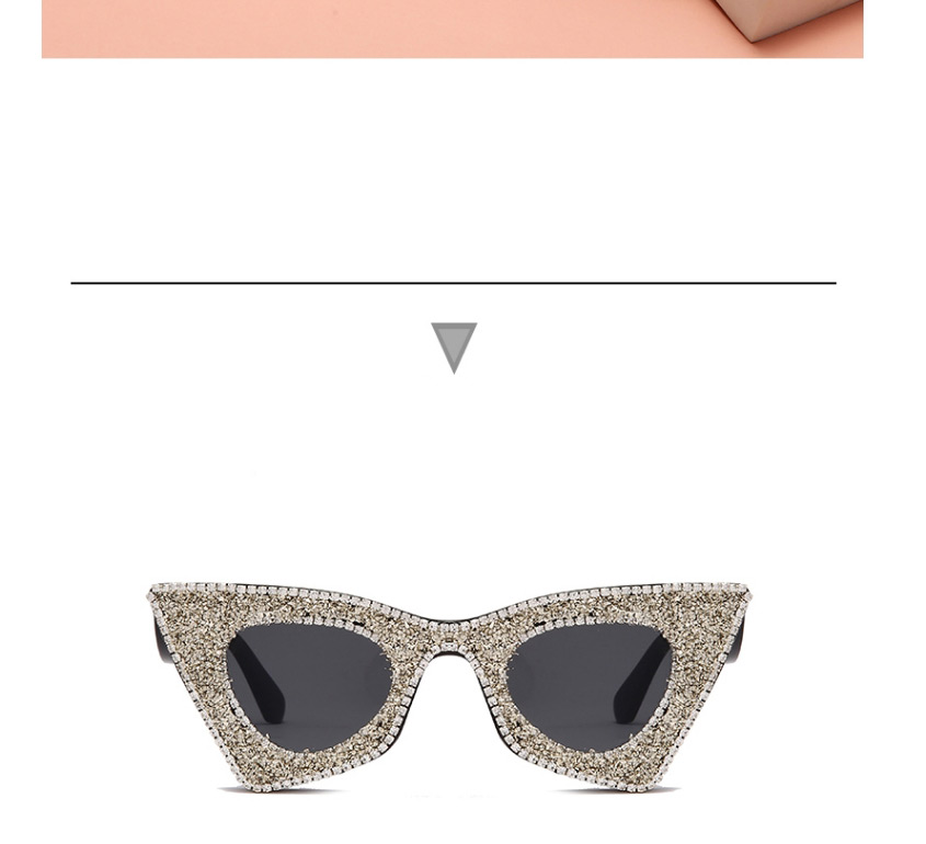 Fashion Black And White Diamond Fancy Diamond Cat Eye Sunglasses,Women Sunglasses