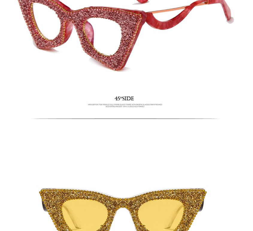 Fashion Yellow Diamond Fancy Diamond Cat Eye Sunglasses,Women Sunglasses