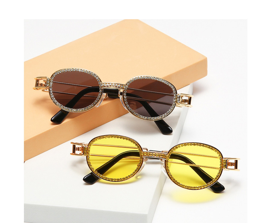 Fashion Transparent Sheet Flat Frame Claw Chain Rhinestone Sunglasses,Women Sunglasses