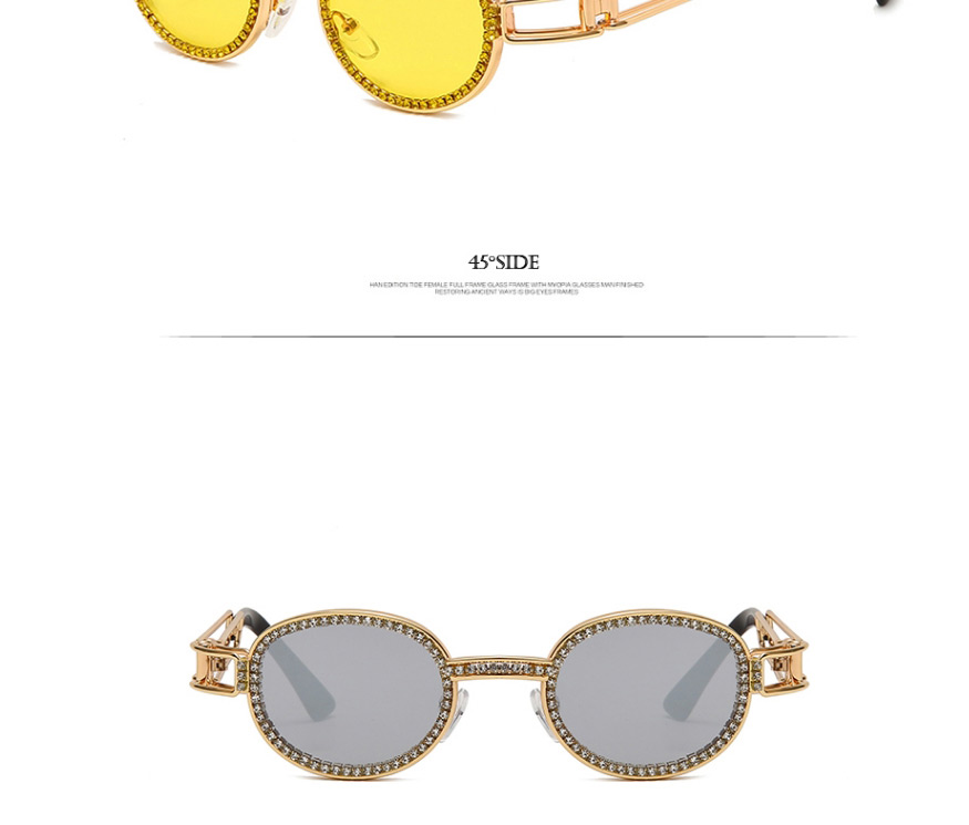 Fashion Transparent Sheet Flat Frame Claw Chain Rhinestone Sunglasses,Women Sunglasses