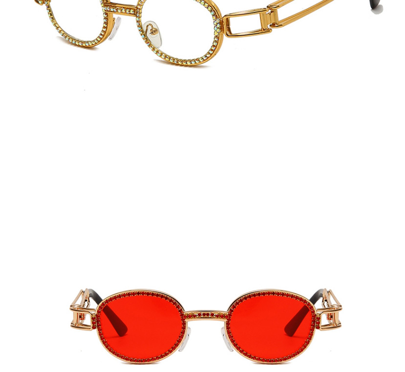 Fashion Red Film Flat Frame Claw Chain Rhinestone Sunglasses,Women Sunglasses