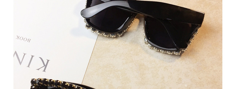Fashion Black Diamond Heavy Metal Diamond Square Sunglasses,Women Sunglasses