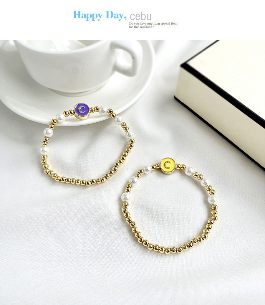 Fashion White Copper Drop Oil Crescent Bracelet,Bracelets