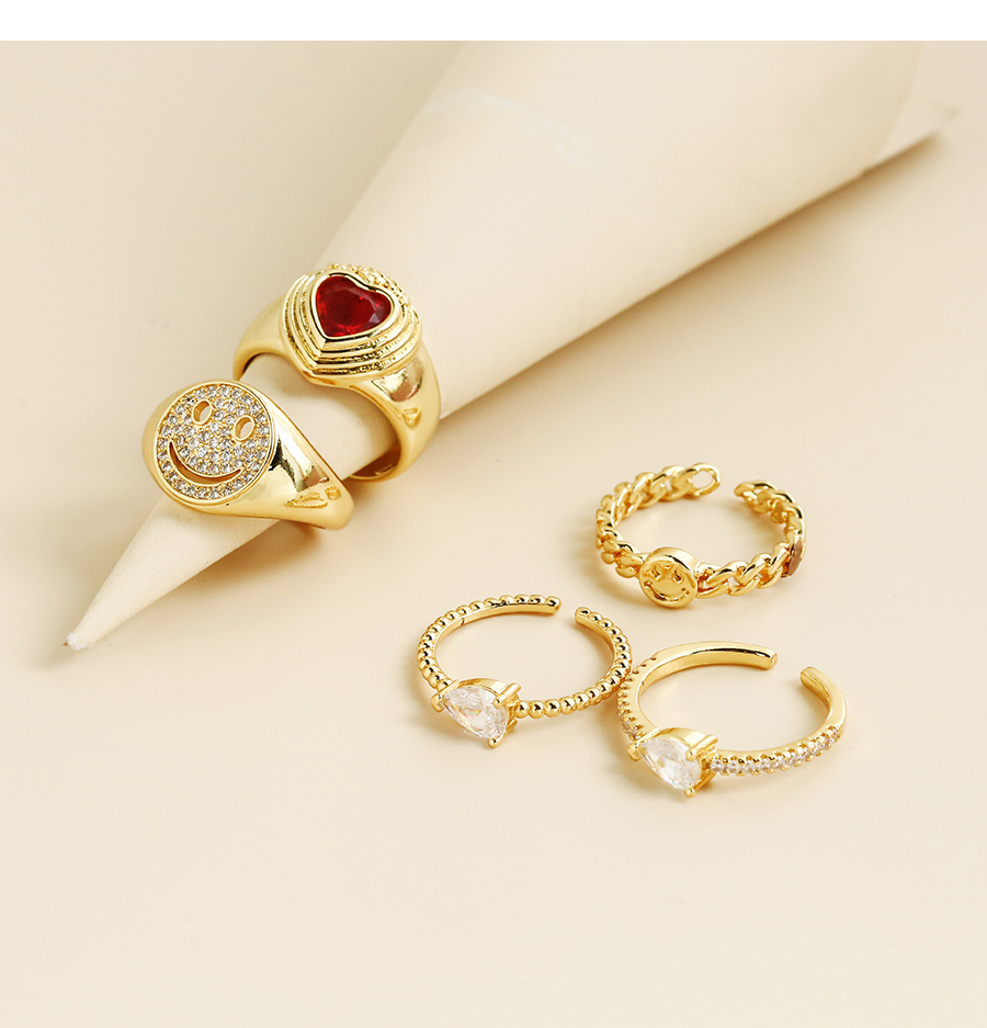 Fashion Gold Color Copper Inlaid Zirconium Drop Ring,Rings