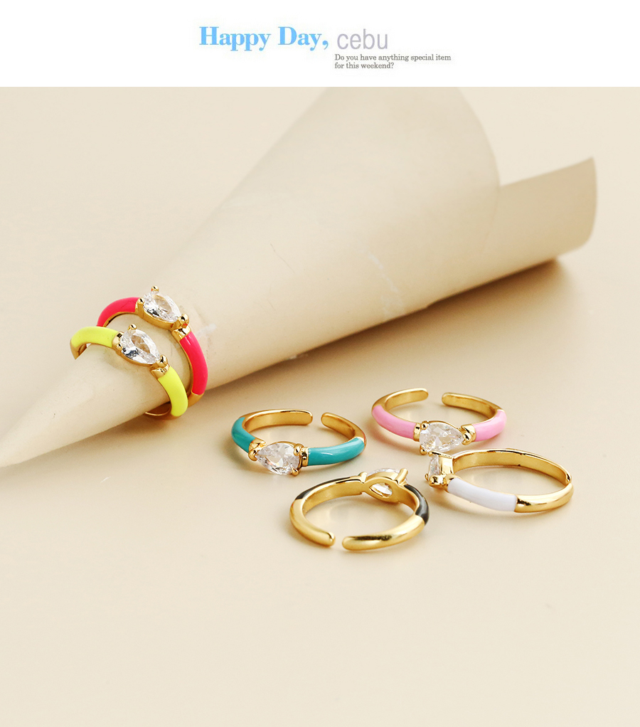 Fashion Pink Copper Inlaid Zirconium Drop Oil Drop Ring,Rings