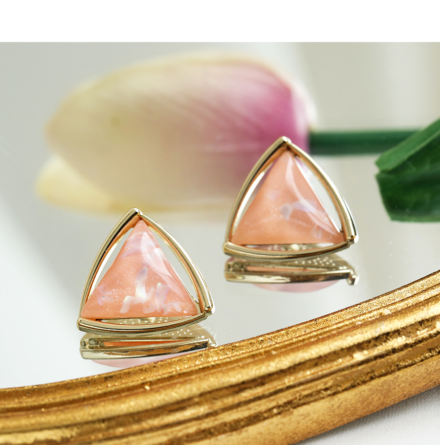 Fashion Pink Alloy Resin Triangle Earrings,Stud Earrings