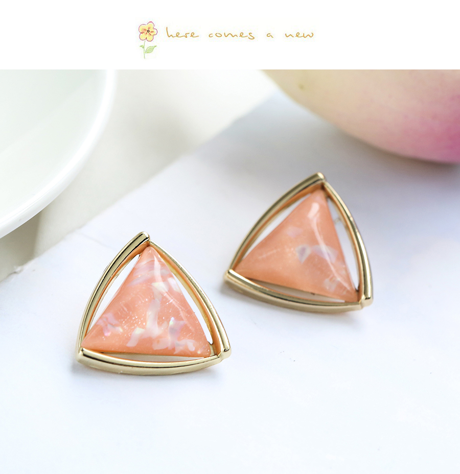 Fashion Pink Alloy Resin Triangle Earrings,Stud Earrings