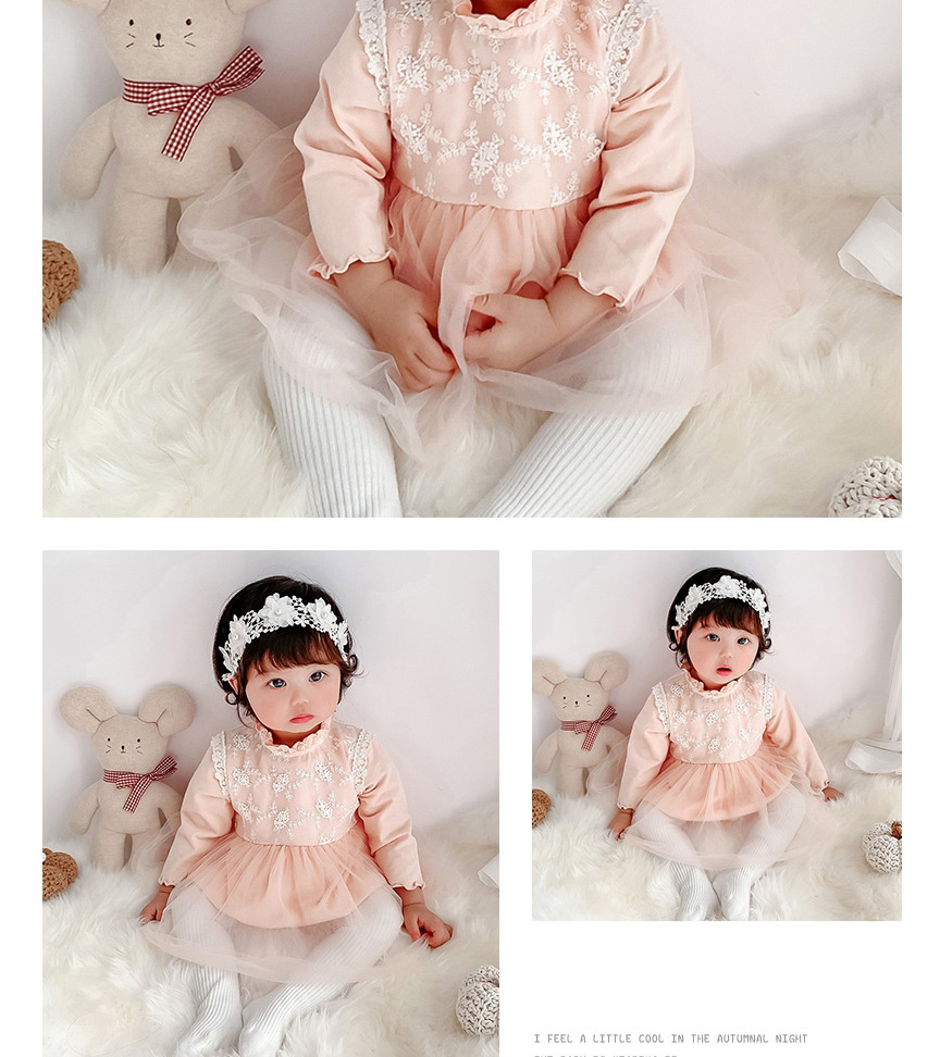 Fashion Pink Baby Lace Floret One-piece Dress,Kids Clothing
