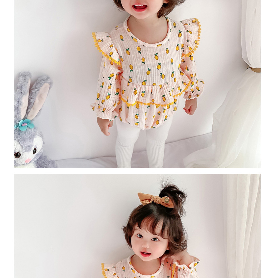 Fashion Yellow Pineapple Flying Sleeve Baby Jumpsuit,Kids Clothing