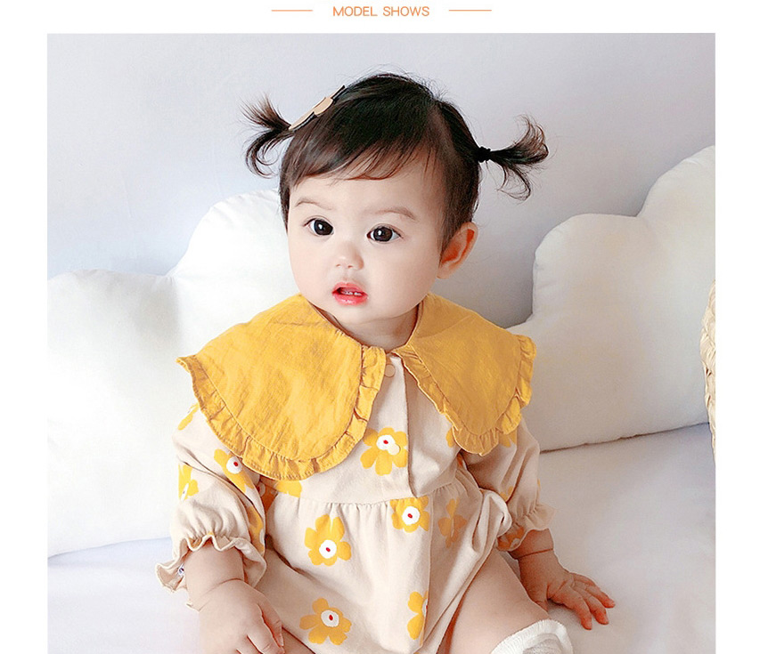 Fashion Yellow Long-sleeved Doll Collar Flower Print Bag Fart,Kids Clothing