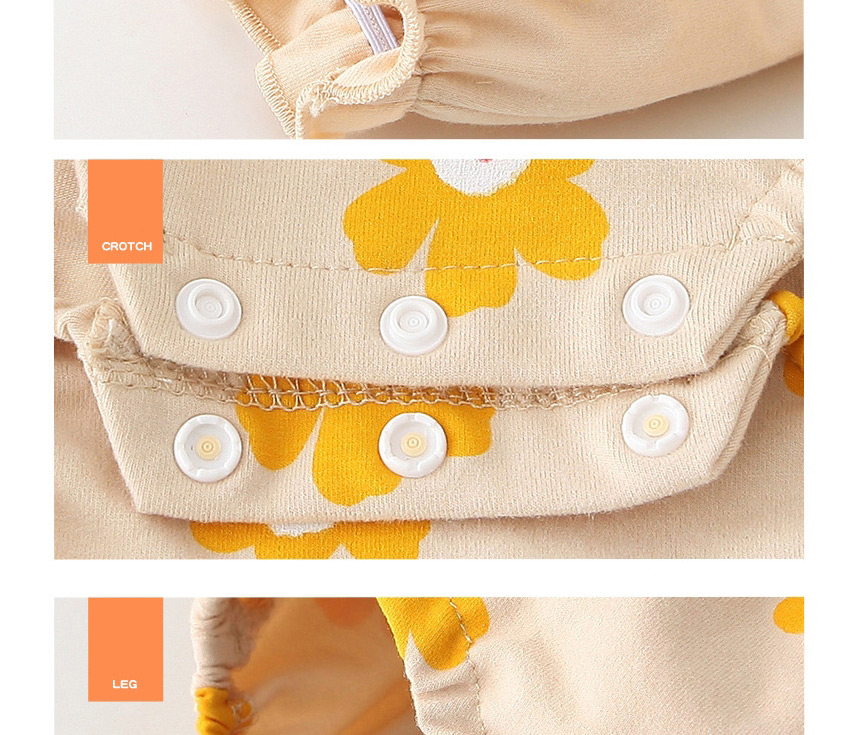 Fashion Yellow Long-sleeved Doll Collar Flower Print Bag Fart,Kids Clothing