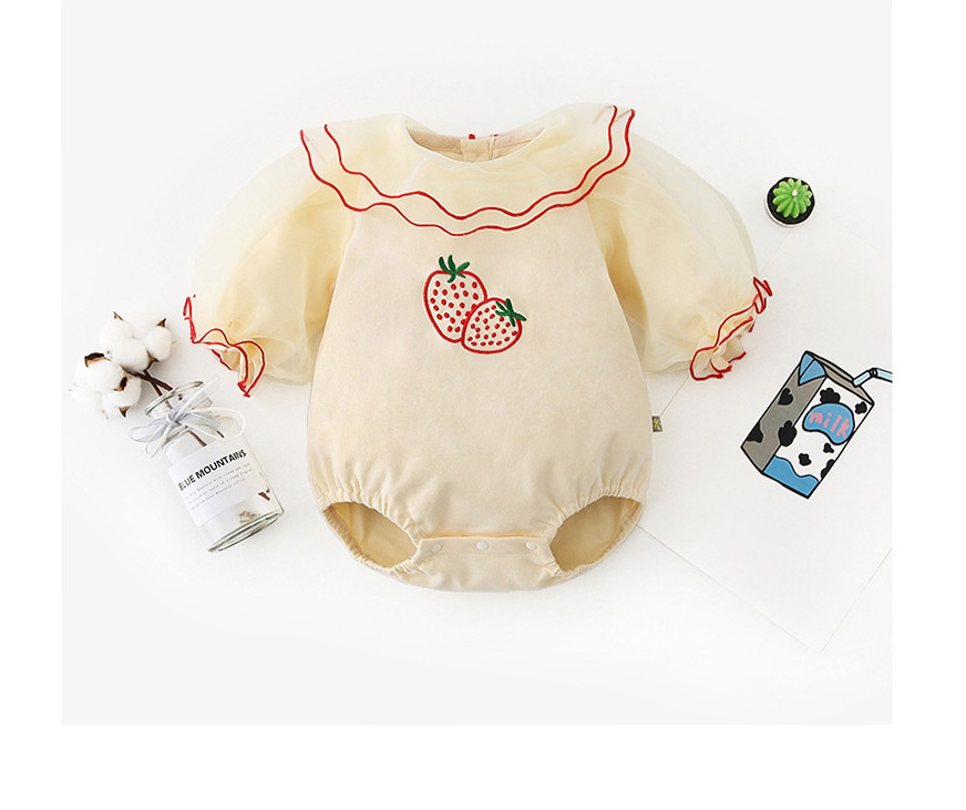 Fashion Pink Strawberry Embroidery Doll Collar Bag Fart,Kids Clothing