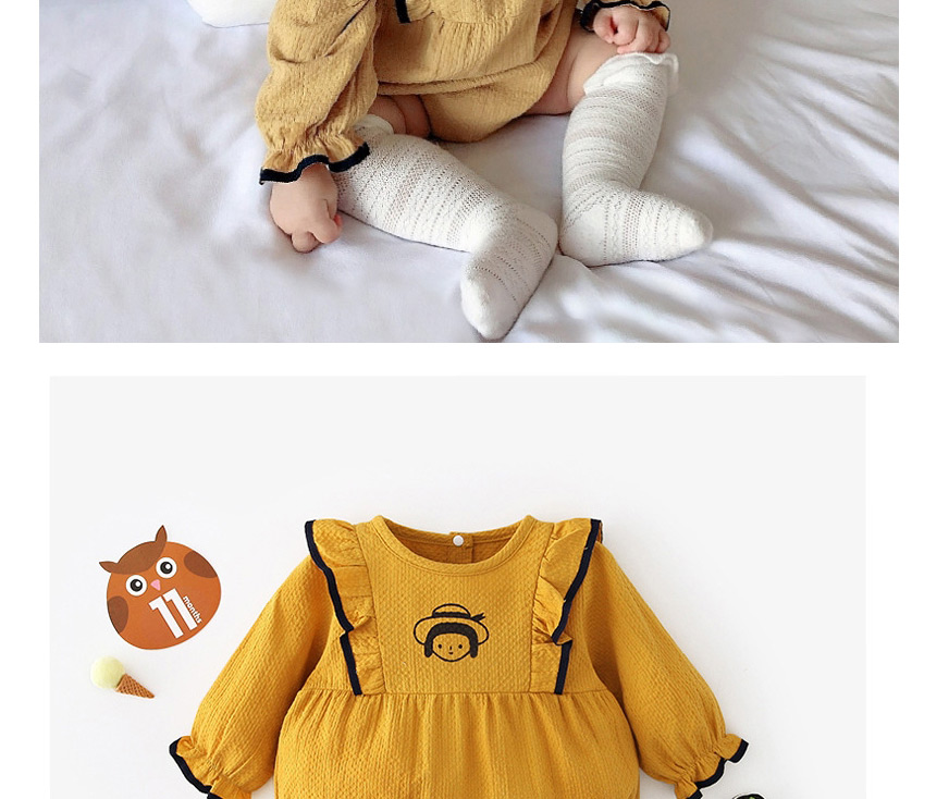 Fashion Yellow Flying Sleeve Round Neck Baby Jumpsuit,Kids Clothing