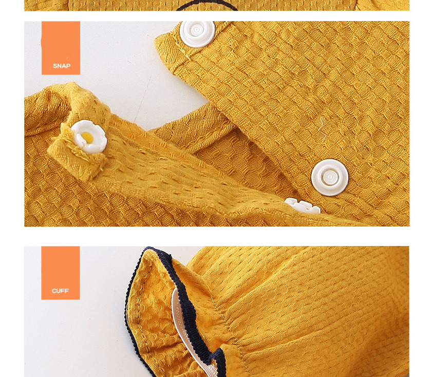 Fashion Yellow Flying Sleeve Round Neck Baby Jumpsuit,Kids Clothing