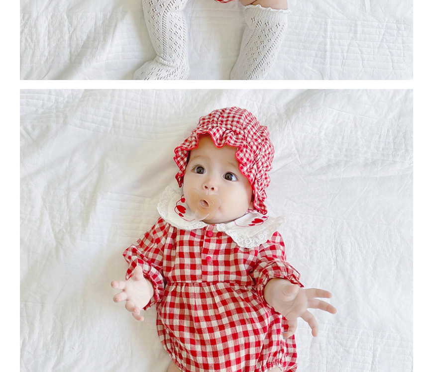 Fashion Red Grid Love Grid Baby One-piece,Kids Clothing