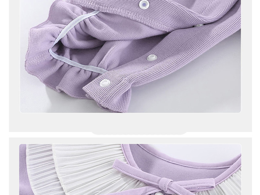 Fashion Purple Lace Round Neck Bow Baby Jumpsuit,Kids Clothing