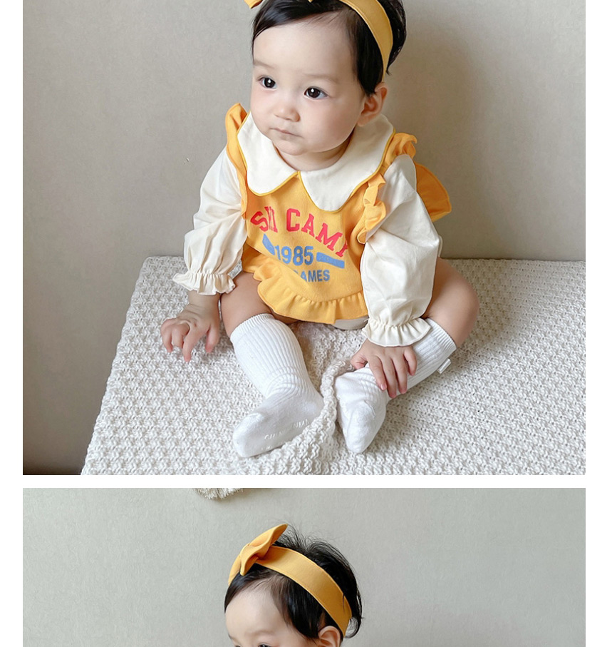 Fashion Yellow Lapel Alphabet Baby Onesies,Kids Clothing