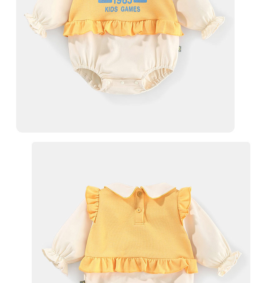 Fashion Yellow Lapel Alphabet Baby Onesies,Kids Clothing