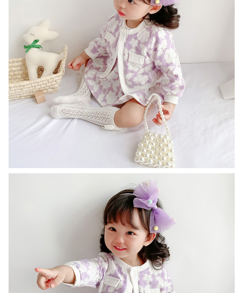 Fashion Purple Printed Baby Long-sleeved One-piece Suit,Kids Clothing
