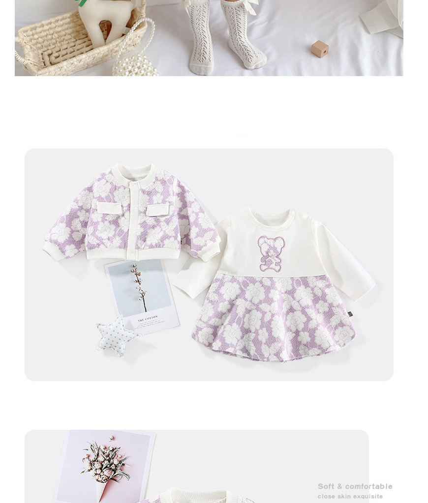 Fashion Purple Printed Baby Long-sleeved One-piece Suit,Kids Clothing