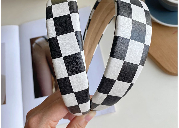 Fashion 3 Cm Checkerboard Wide-brimmed Headband,Head Band
