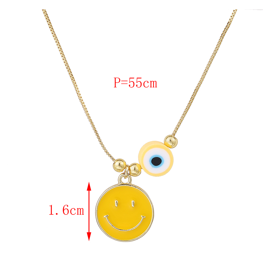 Fashion Black Copper Soft Pottery Dripping Oil Smiley Face Necklace,Necklaces