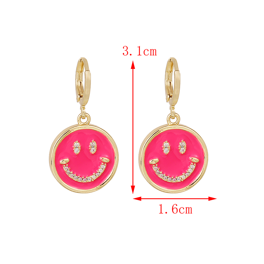 Fashion Purple Copper Inlaid Zircon Earrings With Smiley Face,Earrings