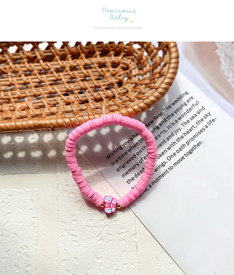 Fashion Orange Pink Clay Butterfly Bracelet,Beaded Bracelet
