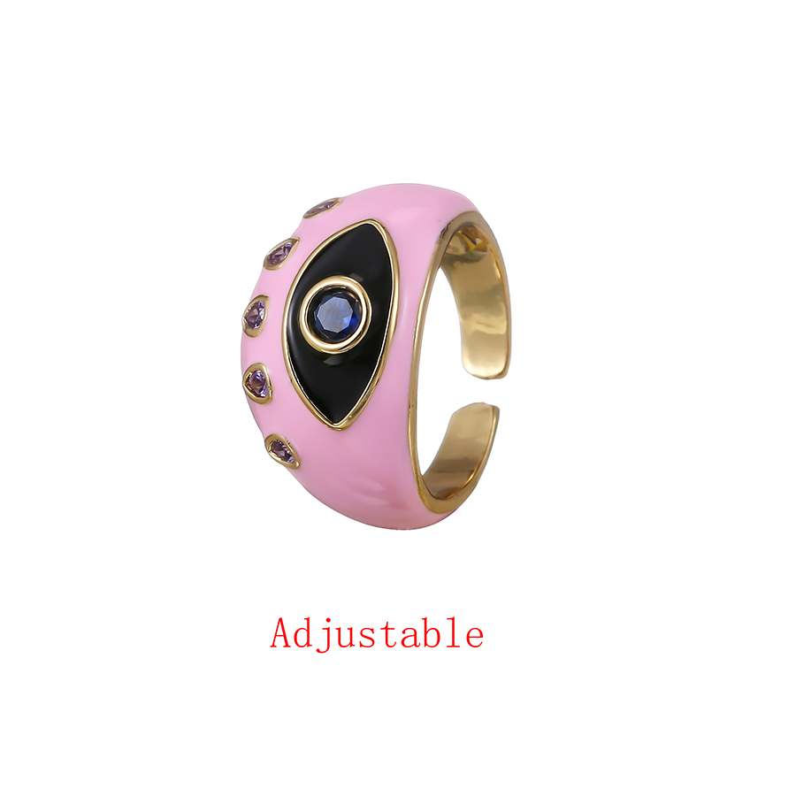 Fashion Orange Copper Inlaid Zirconium Drip Oil Eye Ring,Rings
