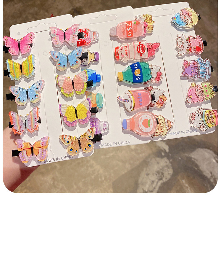Fashion 10-piece Butterfly Set Cartoon Lollipop Fruit Bow Tie Geometric Hairpin Set,Jewelry Sets