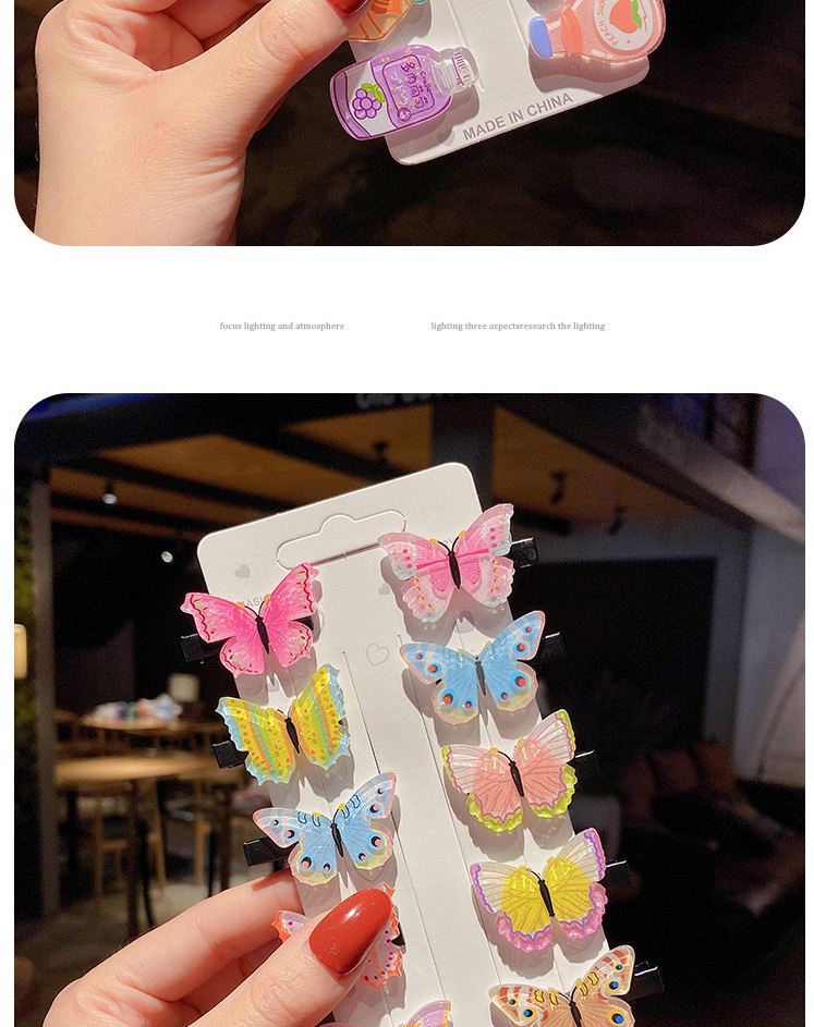 Fashion 10-piece Ice Cream Set Cartoon Lollipop Fruit Bow Tie Geometric Hairpin Set,Jewelry Sets