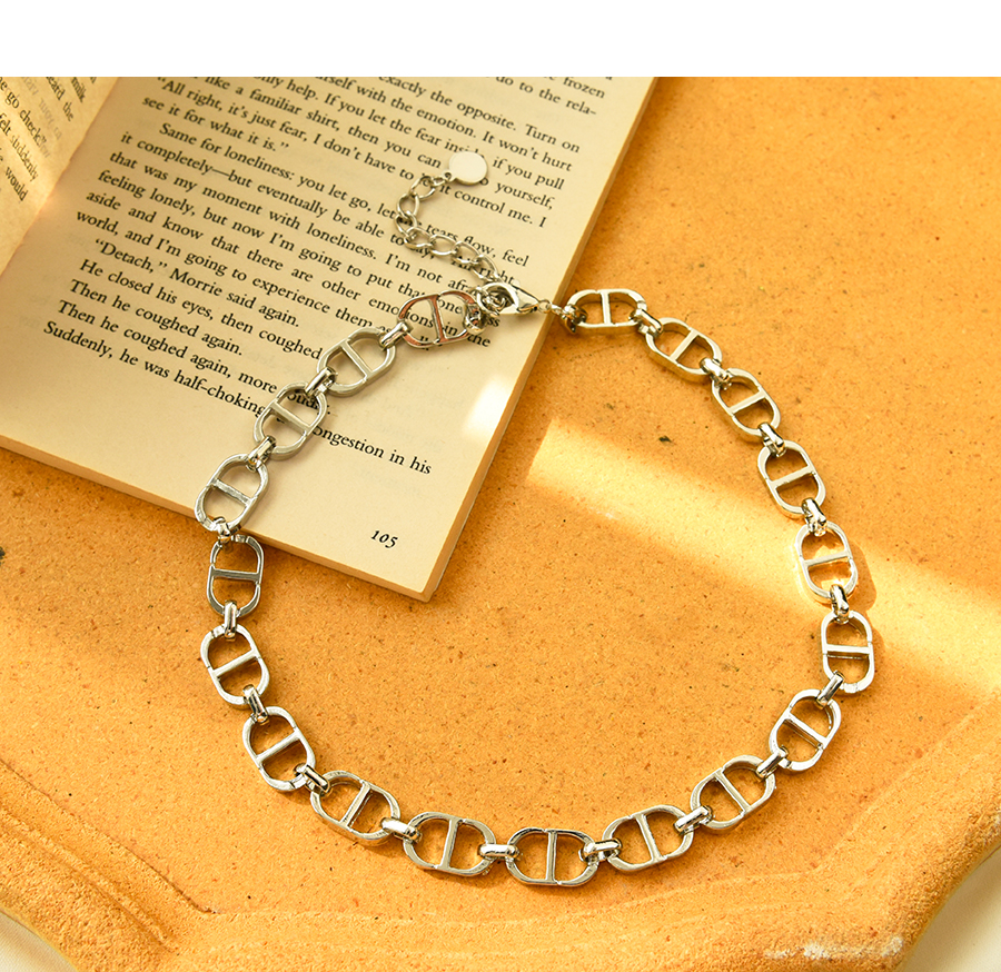 Fashion Silver Alloy Ring Necklace,Chokers