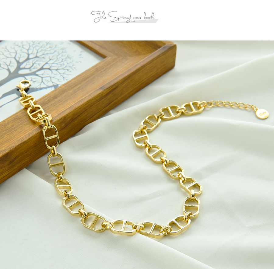 Fashion Golden Alloy Ring Necklace,Chokers