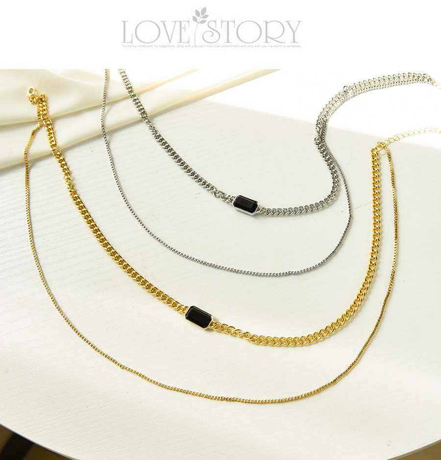 Fashion Silver Alloy Chain Double Necklace,Multi Strand Necklaces