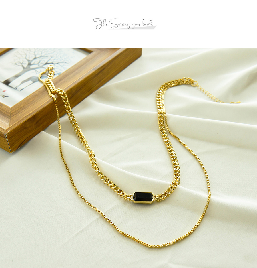 Fashion Golden Alloy Chain Double Necklace,Multi Strand Necklaces