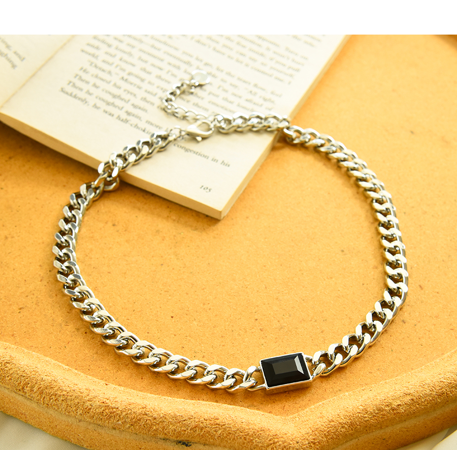 Fashion Silver Alloy Chain Square Necklace,Pendants