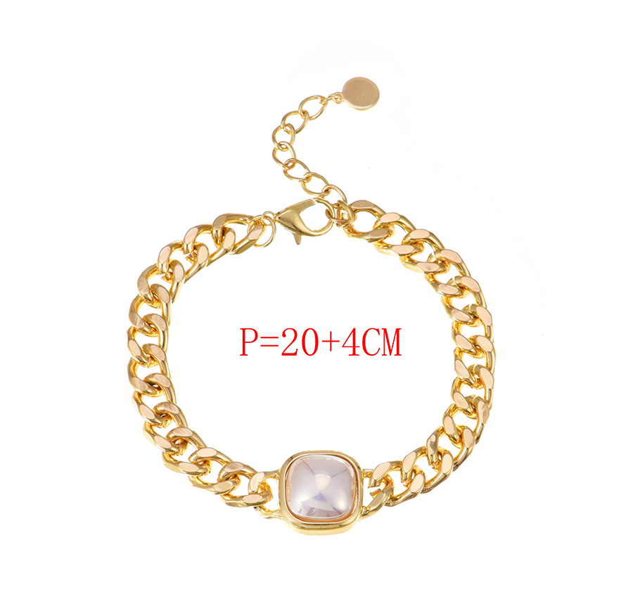 Fashion Silver Alloy Chain Square Pearl Bracelet,Pendants