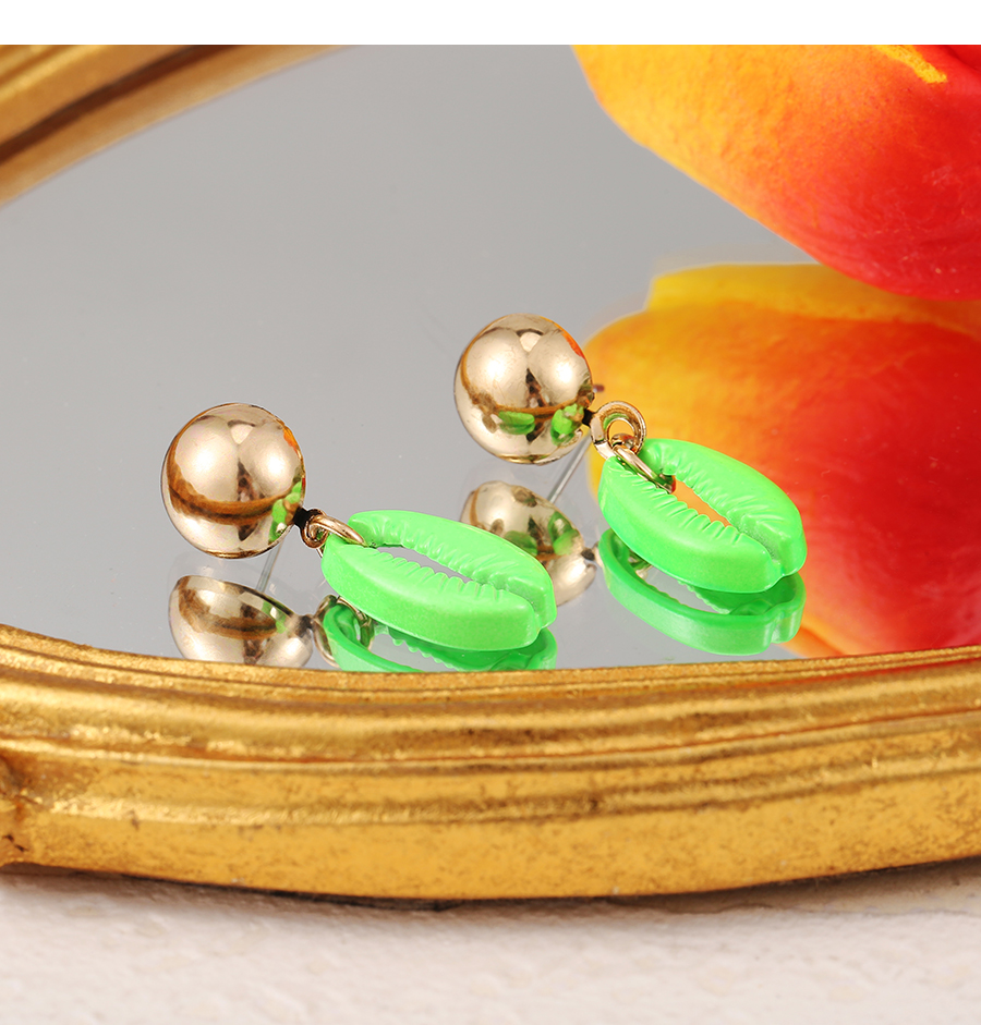 Fashion Fluorescent Orange Alloy Oil Drop Shell Earrings,Stud Earrings