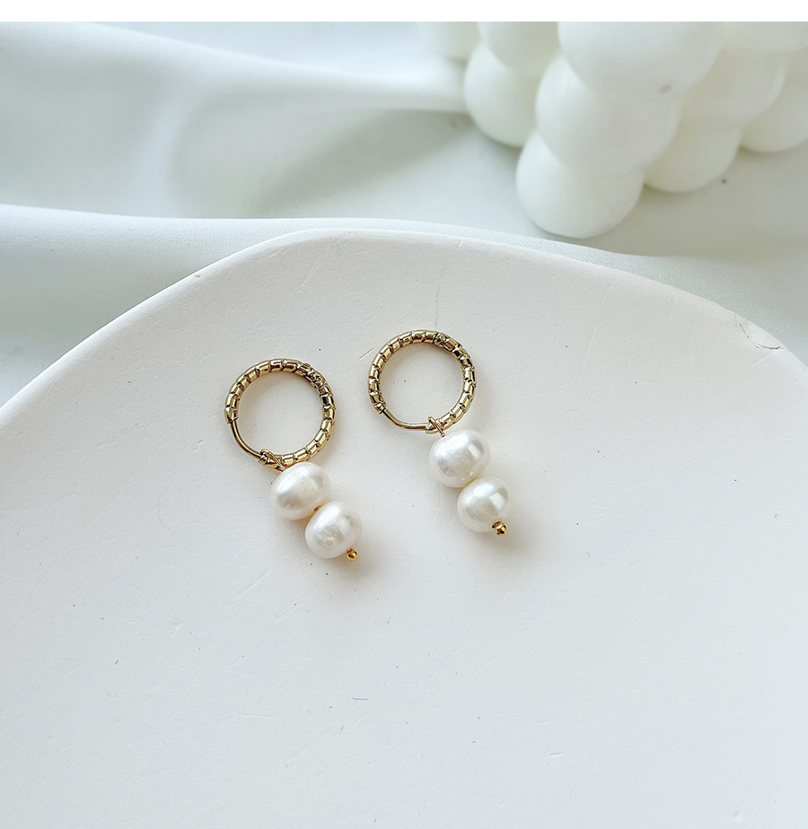 Fashion White Alloy Pearl Earrings,Earrings