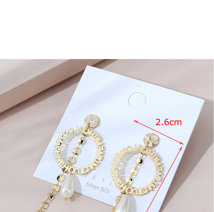 Fashion Golden Letter Pearl Geometric Alloy Long Earrings,Stud Earrings
