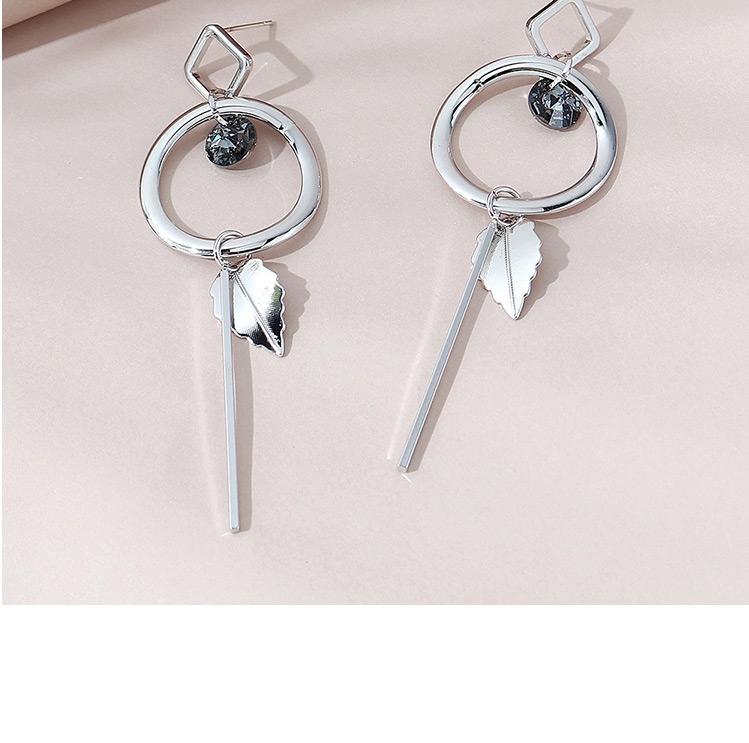 Fashion Silver Real Gold Plated Austrian Crystal Round Long Earrings,Stud Earrings