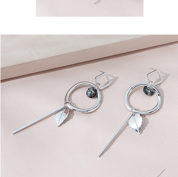Fashion Silver Real Gold Plated Austrian Crystal Round Long Earrings,Stud Earrings