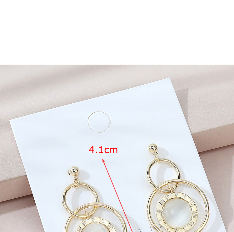 Fashion Golden Real Gold Plated Roman Alphabet Geometric Round Earrings,Stud Earrings