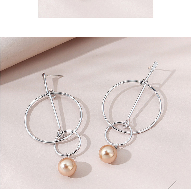 Fashion Silver Real Gold Plated Hollow Pearl Round Earrings,Stud Earrings