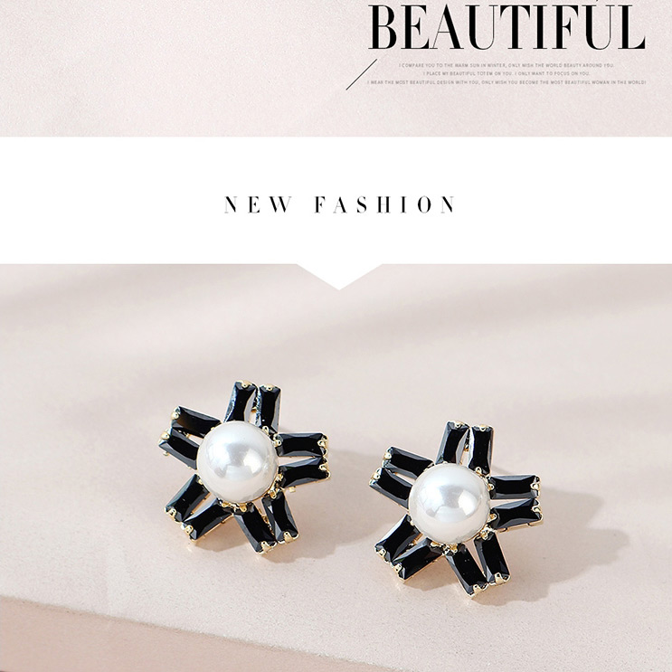 Fashion Flowers Diamond Pearl Flower Earrings,Stud Earrings