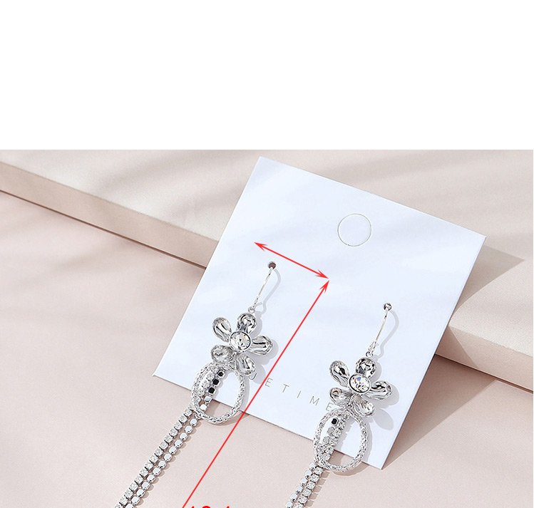 Fashion Platinum Real Gold Plated Flowers And Diamonds Tassel Earrings,Drop Earrings